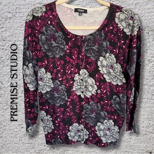 {Premise Studio} RAYON Floral Cardigan